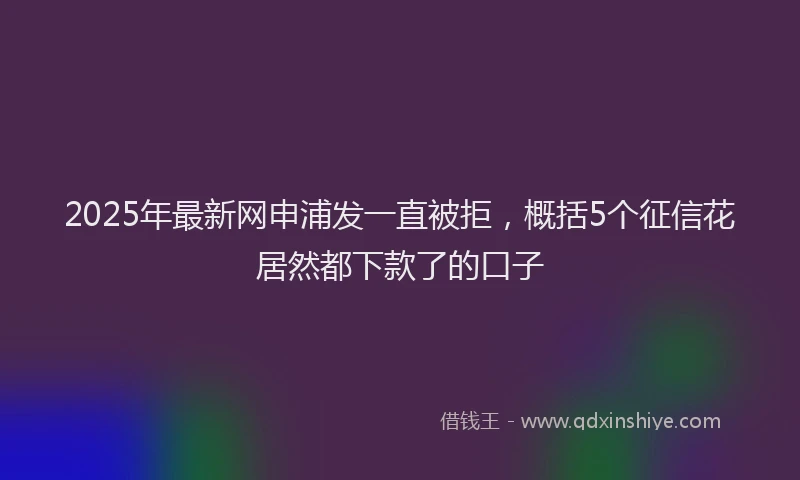 2025年最新网申浦发一直被拒，概括5个征信花居然都下款了的口子