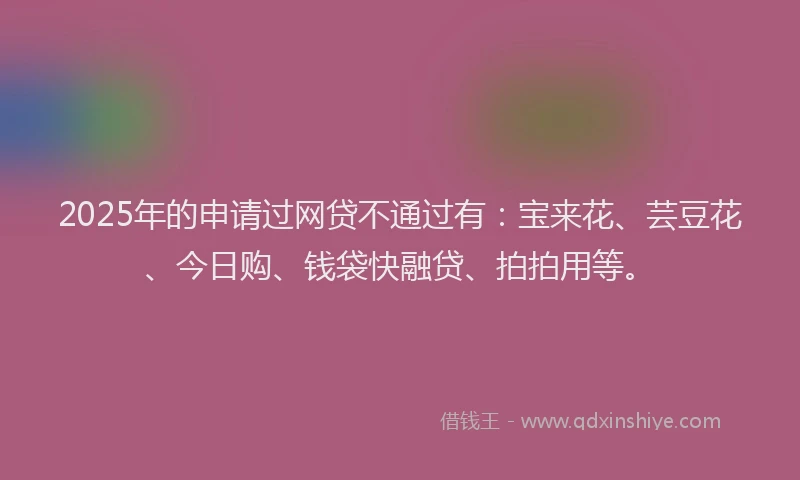 2025年的申请过网贷不通过有：宝来花、芸豆花、今日购、钱袋快融贷、拍拍用等。