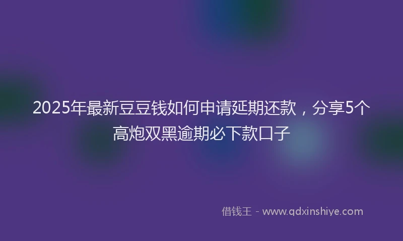 2025年最新豆豆钱如何申请延期还款，分享5个高炮双黑逾期必下款口子