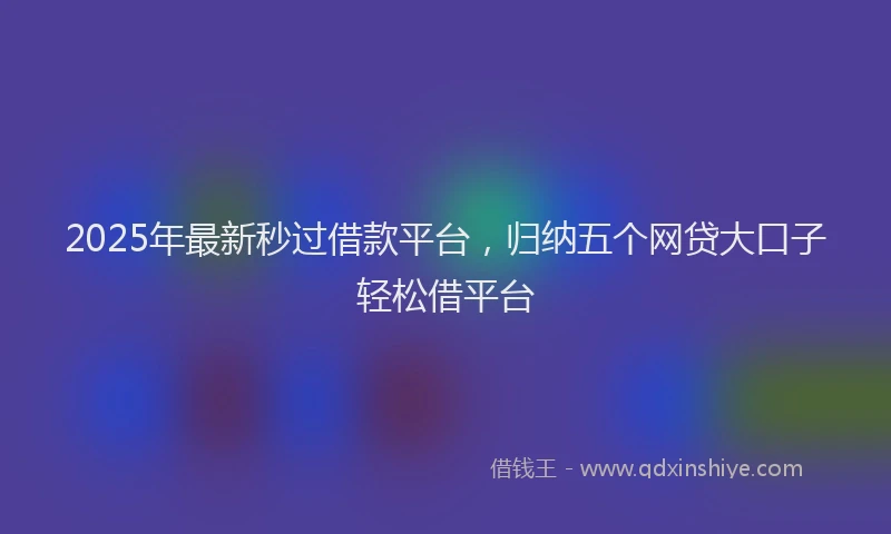 2025年最新秒过借款平台，归纳五个网贷大口子轻松借平台