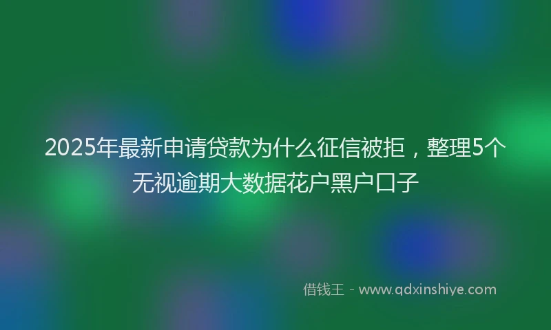 2025年最新申请贷款为什么征信被拒，整理5个无视逾期大数据花户黑户口子