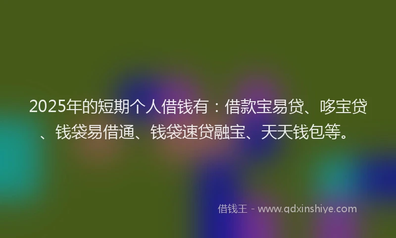 2025年的短期个人借钱有：借款宝易贷、哆宝贷、钱袋易借通、钱袋速贷融宝、天天钱包等。