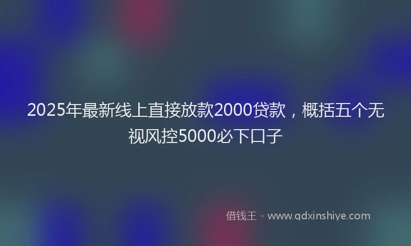 2025年最新线上直接放款2000贷款，概括五个无视风控5000必下口子