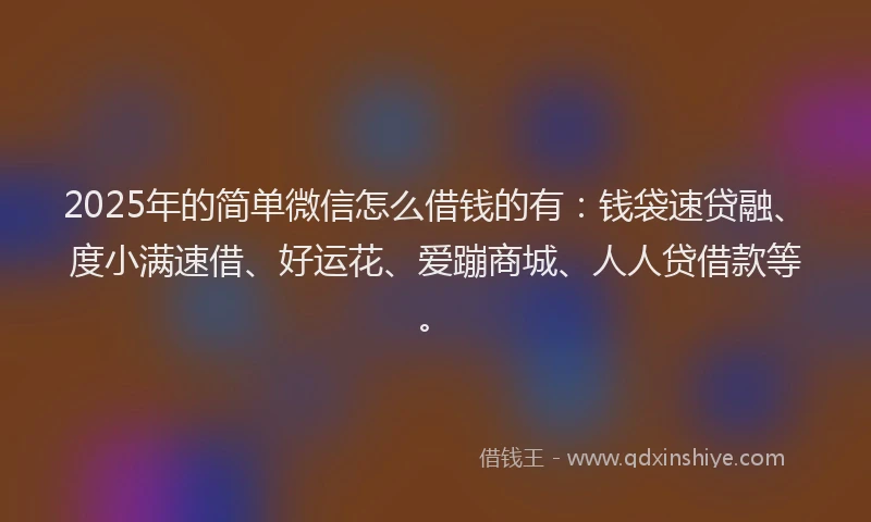 2025年的简单微信怎么借钱的有：钱袋速贷融、度小满速借、好运花、爱蹦商城、人人贷借款等。