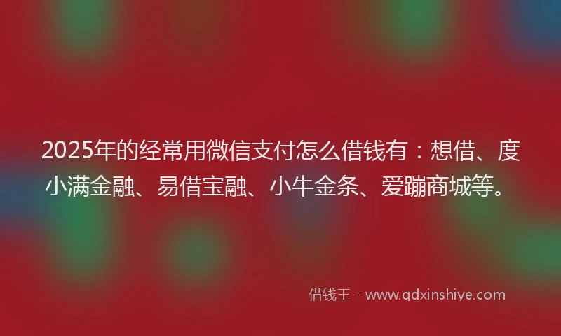 2025年的经常用微信支付怎么借钱有：想借、度小满金融、易借宝融、小牛金条、爱蹦商城等。
