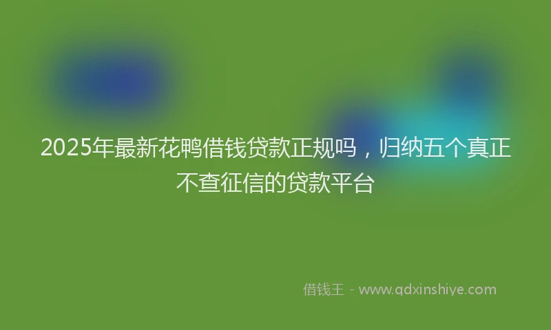 2025年最新花鸭借钱贷款正规吗，归纳五个真正不查征信的贷款平台