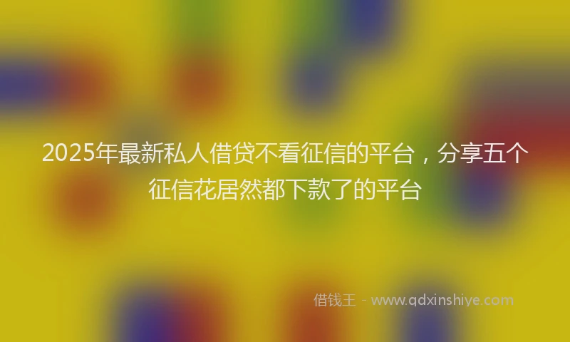 2025年最新私人借贷不看征信的平台，分享五个征信花居然都下款了的平台