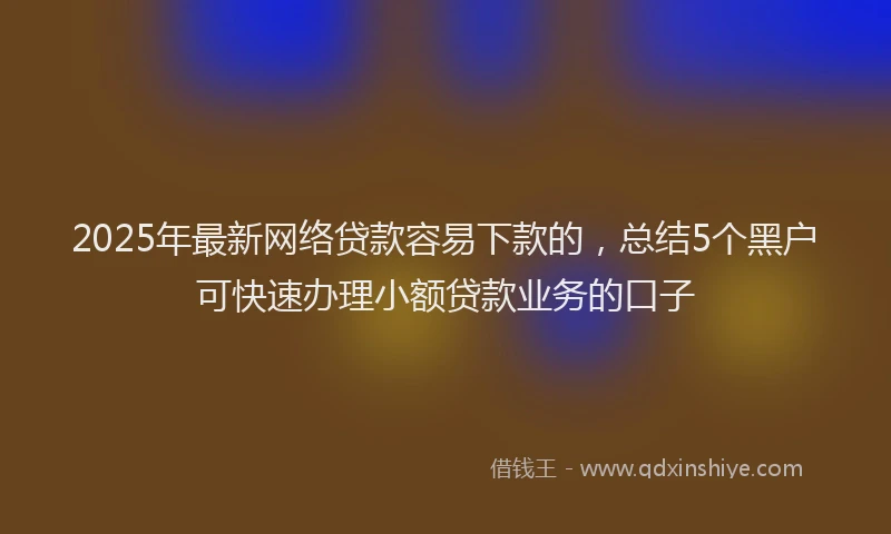 2025年最新网络贷款容易下款的，总结5个黑户可快速办理小额贷款业务的口子