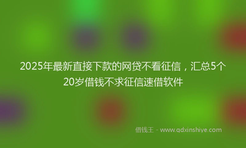2025年最新直接下款的网贷不看征信，汇总5个20岁借钱不求征信速借软件