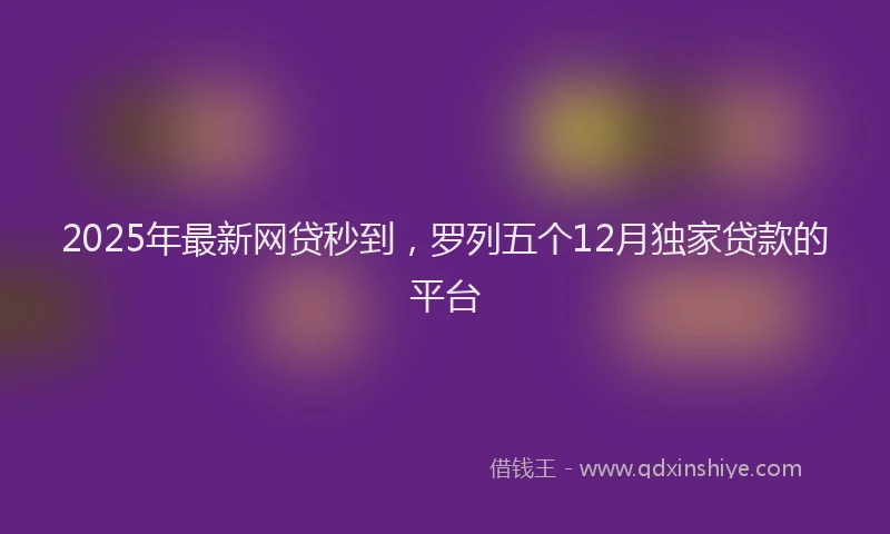 2025年最新网贷秒到，罗列五个12月独家贷款的平台