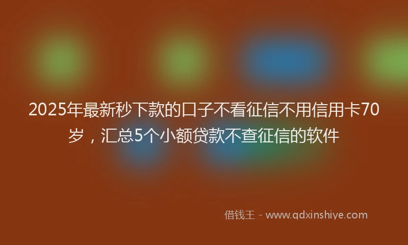 2025年最新秒下款的口子不看征信不用信用卡70岁，汇总5个小额贷款不查征信的软件