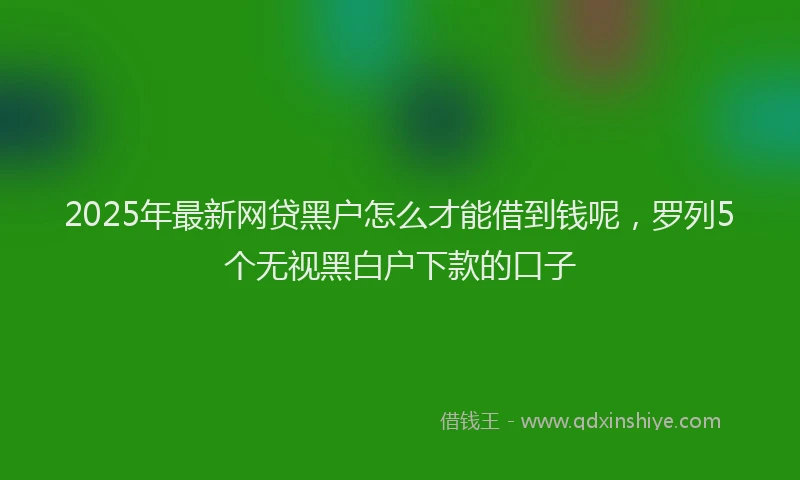 2025年最新网贷黑户怎么才能借到钱呢，罗列5个无视黑白户下款的口子