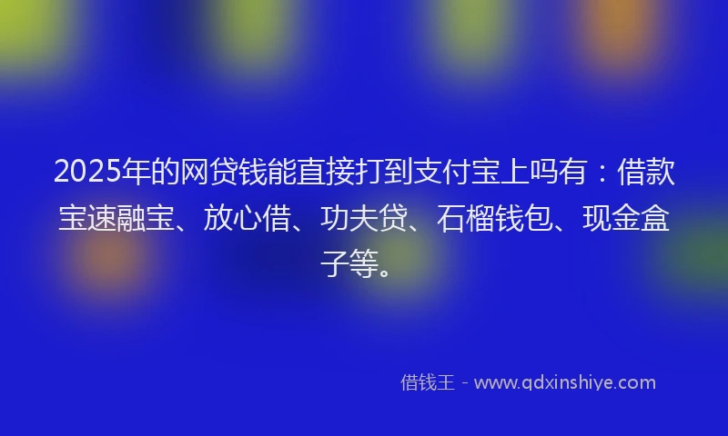2025年的网贷钱能直接打到支付宝上吗有：借款宝速融宝、放心借、功夫贷、石榴钱包、现金盒子等。