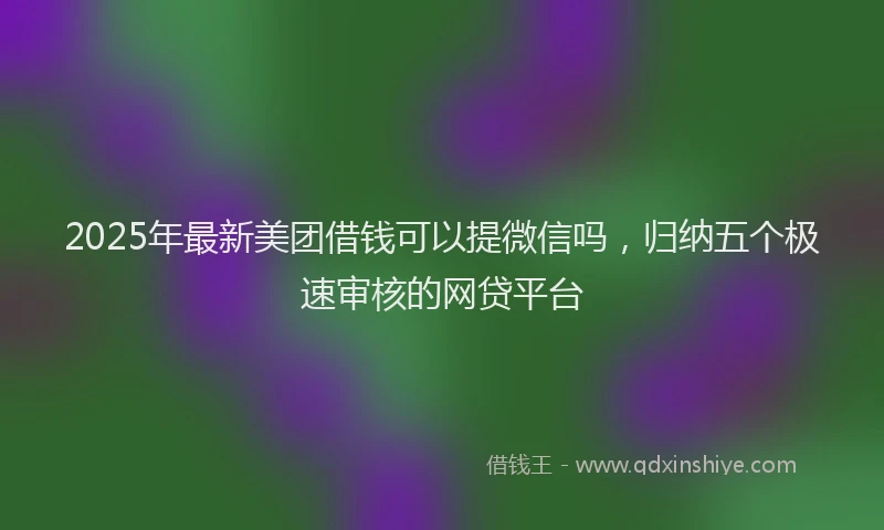2025年最新美团借钱可以提微信吗，归纳五个极速审核的网贷平台