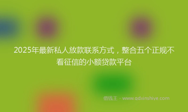 2025年最新私人放款联系方式，整合五个正规不看征信的小额贷款平台