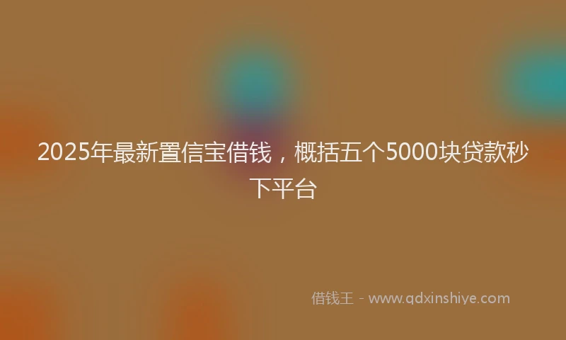 2025年最新置信宝借钱，概括五个5000块贷款秒下平台