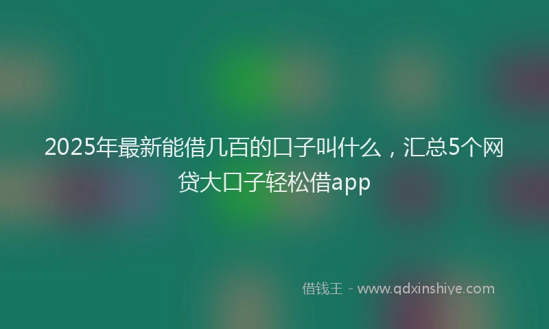 2025年最新能借几百的口子叫什么，汇总5个网贷大口子轻松借app