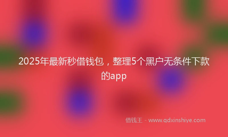 2025年最新秒借钱包，整理5个黑户无条件下款的app