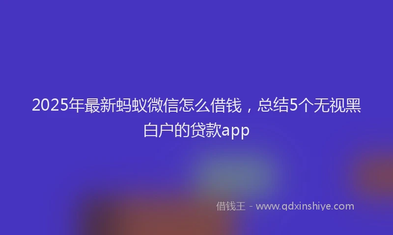 2025年最新蚂蚁微信怎么借钱，总结5个无视黑白户的贷款app