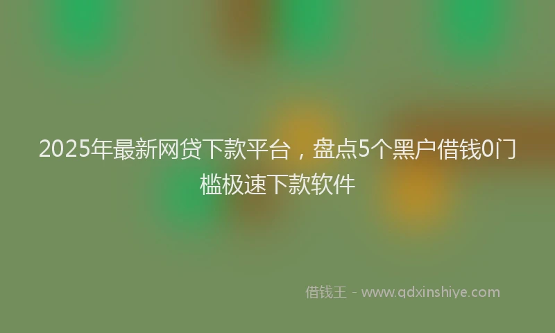 2025年最新网贷下款平台，盘点5个黑户借钱0门槛极速下款软件