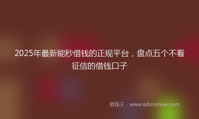 2025年最新能秒借钱的正规平台，盘点五个不看征信的借钱口子