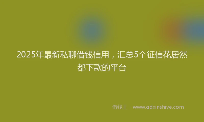 2025年最新私聊借钱信用，汇总5个征信花居然都下款的平台