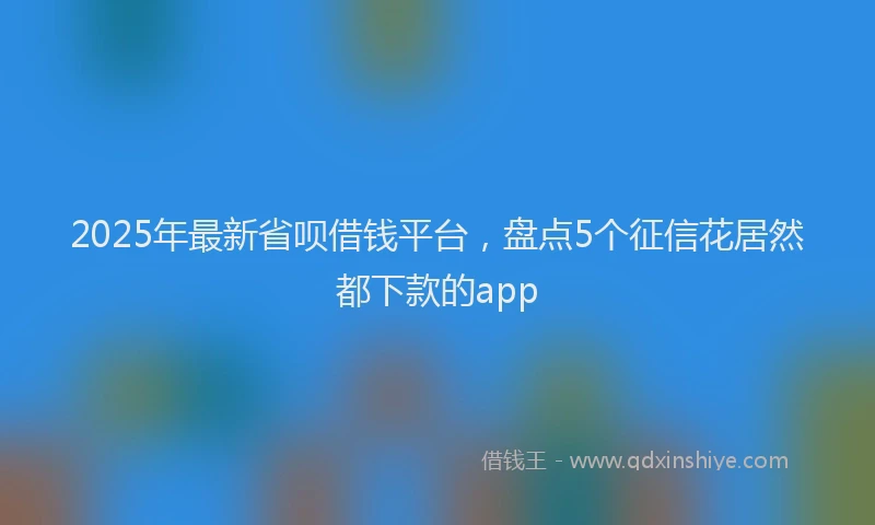 2025年最新省呗借钱平台，盘点5个征信花居然都下款的app