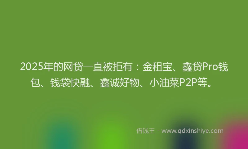 2025年的网贷一直被拒有：金租宝、鑫贷Pro钱包、钱袋快融、鑫诚好物、小油菜P2P等。