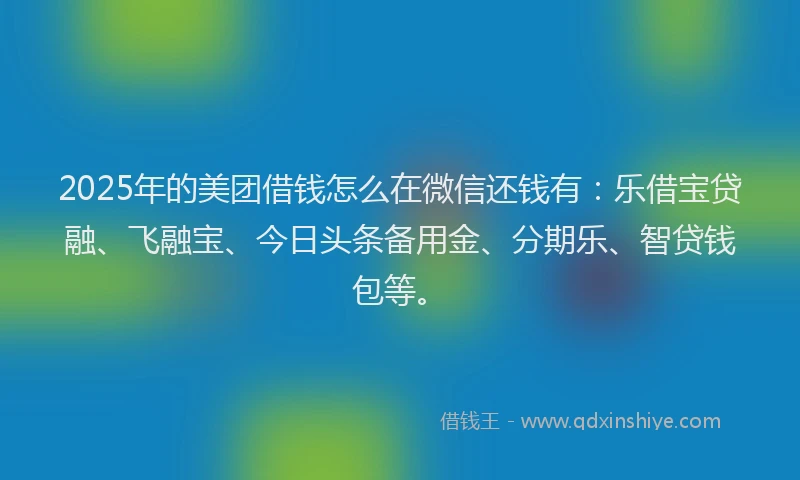 2025年的美团借钱怎么在微信还钱有：乐借宝贷融、飞融宝、今日头条备用金、分期乐、智贷钱包等。