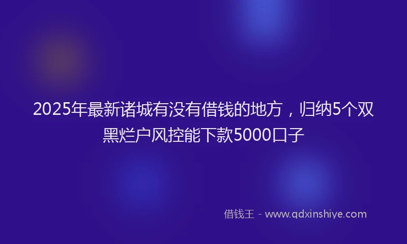 2025年最新诸城有没有借钱的地方，归纳5个双黑烂户风控能下款5000口子