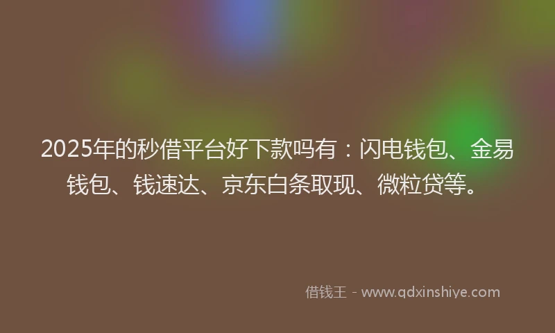 2025年的秒借平台好下款吗有：闪电钱包、金易钱包、钱速达、京东白条取现、微粒贷等。