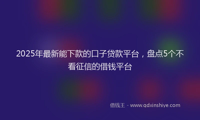 2025年最新能下款的口子贷款平台，盘点5个不看征信的借钱平台
