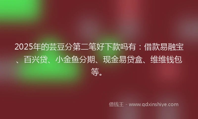2025年的芸豆分第二笔好下款吗有：借款易融宝、百兴贷、小金鱼分期、现金易贷盒、维维钱包等。