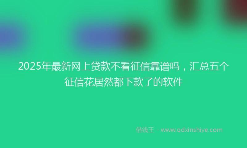 2025年最新网上贷款不看征信靠谱吗，汇总五个征信花居然都下款了的软件