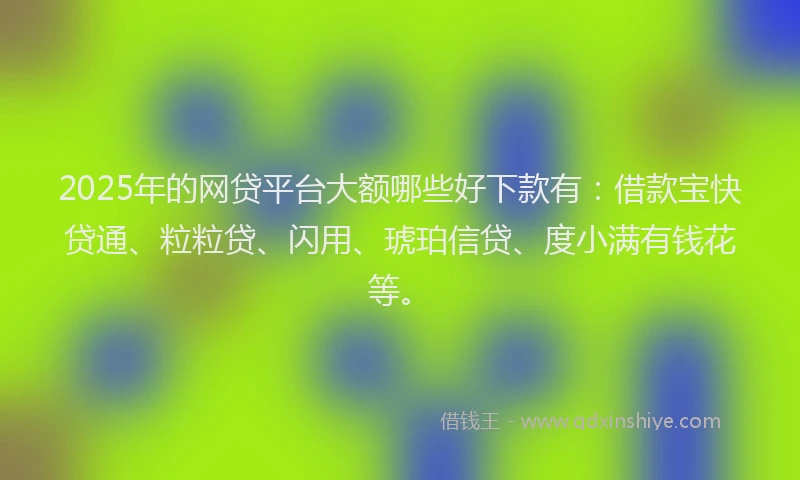 2025年的网贷平台大额哪些好下款有：借款宝快贷通、粒粒贷、闪用、琥珀信贷、度小满有钱花等。