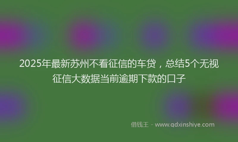 2025年最新苏州不看征信的车贷，总结5个无视征信大数据当前逾期下款的口子