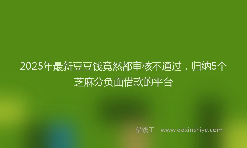 2025年最新豆豆钱竟然都审核不通过，归纳5个芝麻分负面借款的平台