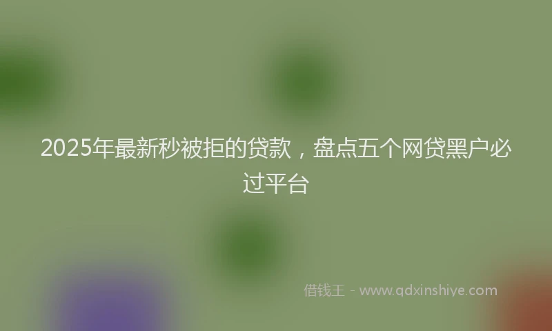 2025年最新秒被拒的贷款，盘点五个网贷黑户必过平台