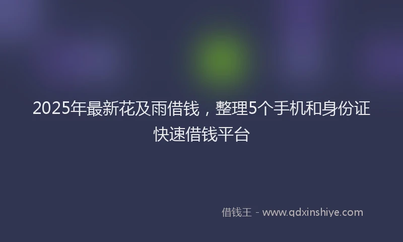 2025年最新花及雨借钱，整理5个手机和身份证快速借钱平台
