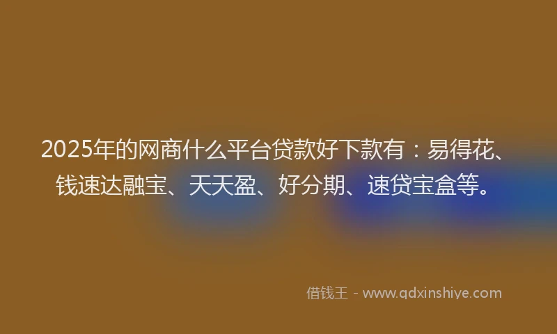 2025年的网商什么平台贷款好下款有：易得花、钱速达融宝、天天盈、好分期、速贷宝盒等。