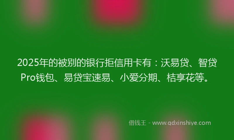 2025年的被别的银行拒信用卡有：沃易贷、智贷Pro钱包、易贷宝速易、小爱分期、桔享花等。