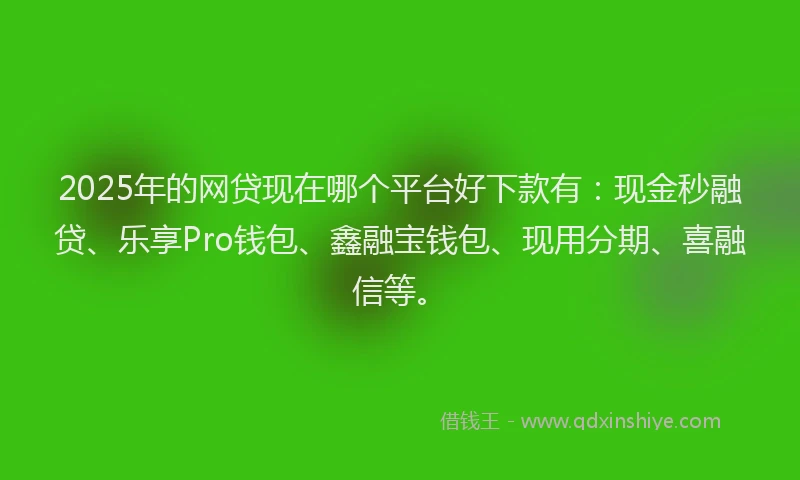 2025年的网贷现在哪个平台好下款有：现金秒融贷、乐享Pro钱包、鑫融宝钱包、现用分期、喜融信等。