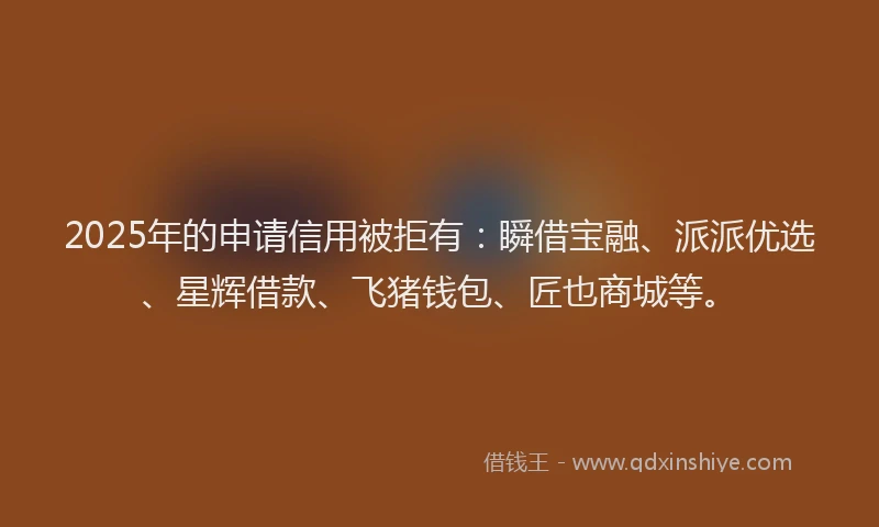 2025年的申请信用被拒有：瞬借宝融、派派优选、星辉借款、飞猪钱包、匠也商城等。