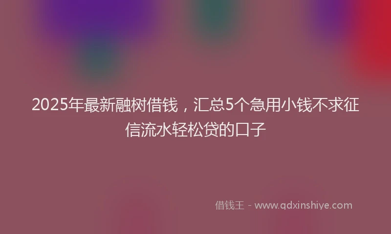 2025年最新融树借钱，汇总5个急用小钱不求征信流水轻松贷的口子