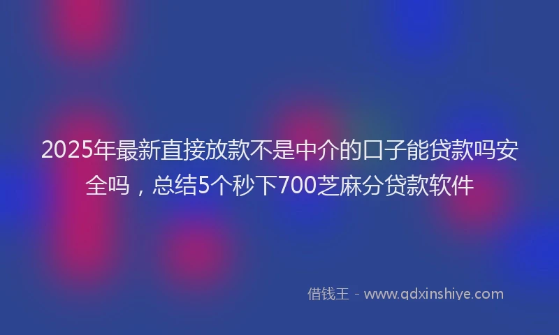 2025年最新直接放款不是中介的口子能贷款吗安全吗，总结5个秒下700芝麻分贷款软件