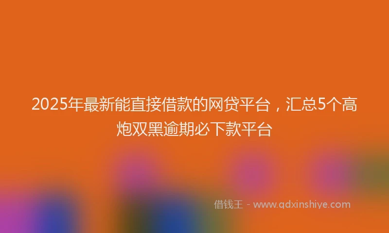2025年最新能直接借款的网贷平台，汇总5个高炮双黑逾期必下款平台