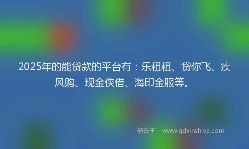 2025年的能贷款的平台有：乐租租、贷你飞、疾风购、现金侠借、海印金服等。
