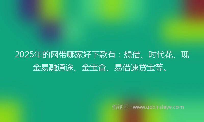2025年的网带哪家好下款有：想借、时代花、现金易融通途、金宝盒、易借速贷宝等。