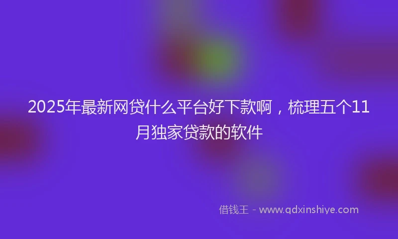 2025年最新网贷什么平台好下款啊，梳理五个11月独家贷款的软件