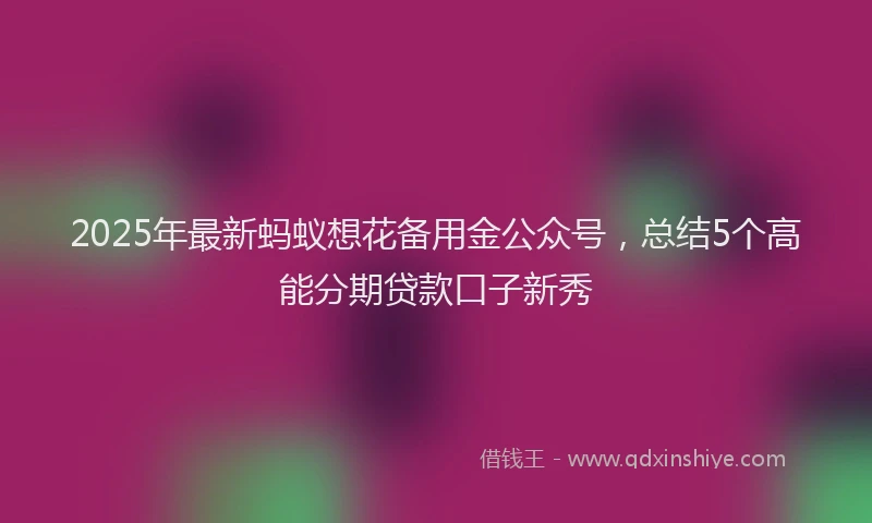 2025年最新蚂蚁想花备用金公众号，总结5个高能分期贷款口子新秀